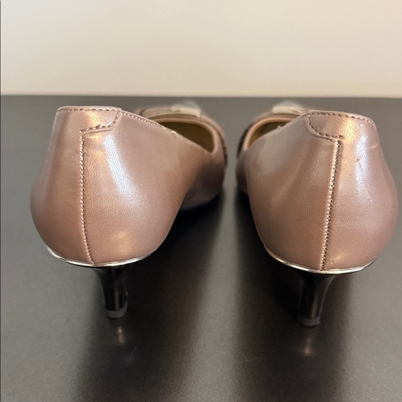 Anne Klein Two-Tone Pointed Toe Pumps in Black and Nude - Picture 3 of 6